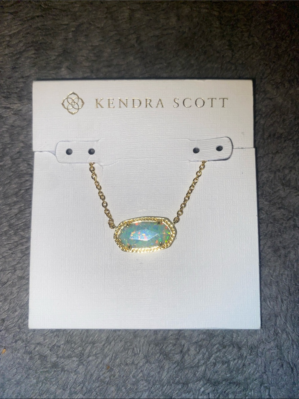 Kendra Scott Elisa Gold Statement Short Necklace Light Teal Lab Grow Opal $125